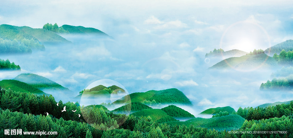 大气磅礴山水远眺