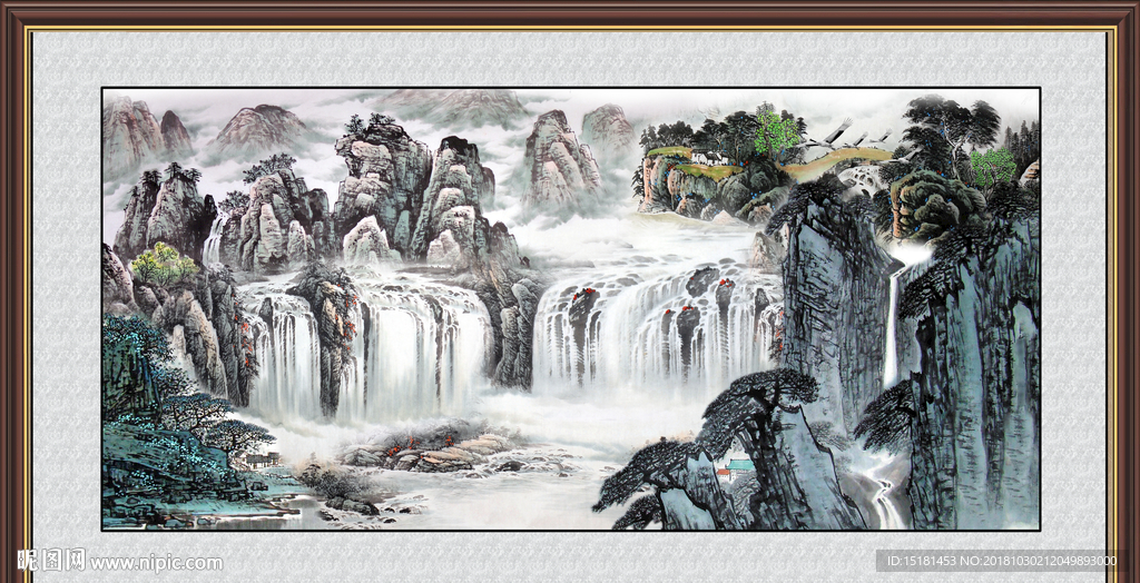 流水生财 山水风景画 源远流长