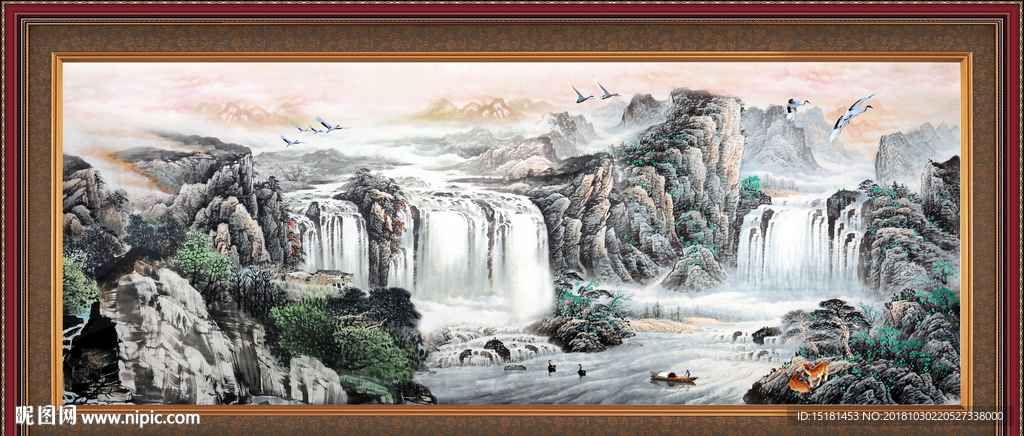 流水生财 山水风景画 源远流长