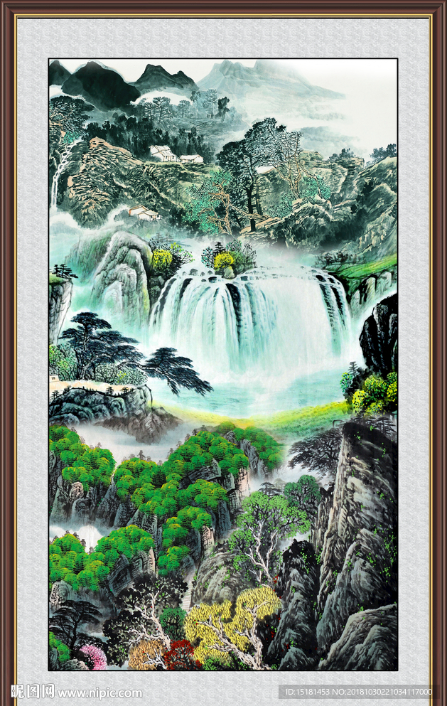 流水生财 山水风景画 源远流长