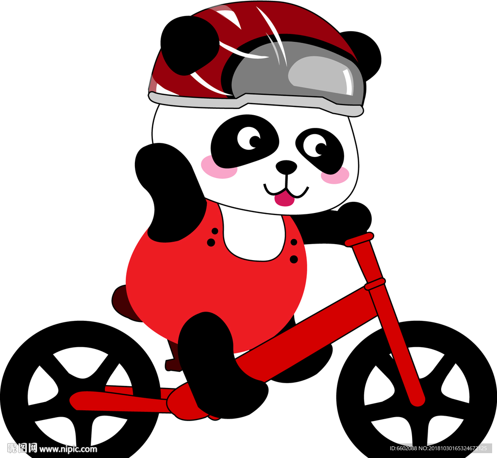 卡通熊猫骑车