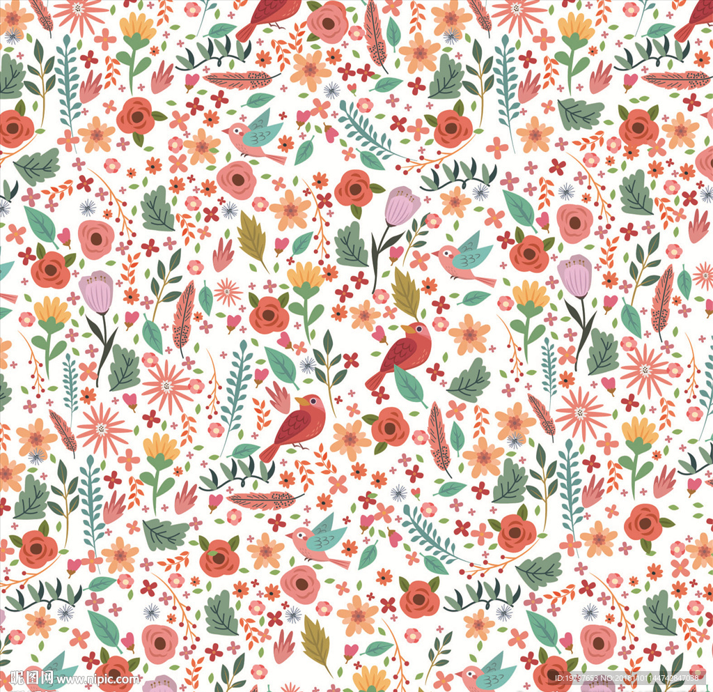 花鸟矢量底纹