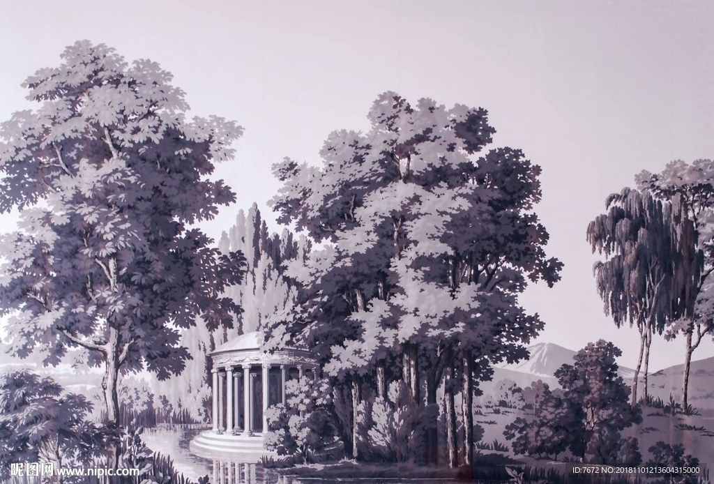 欧式复古怀旧中世纪手绘田园雨林