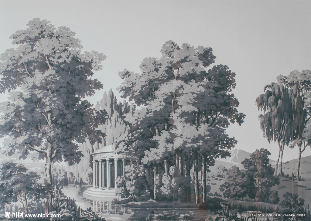 欧式复古怀旧中世纪手绘田园雨林