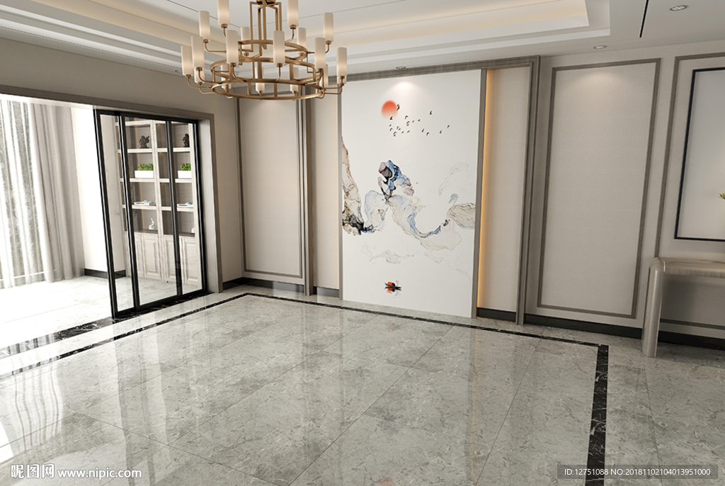 3D室内空景渲染效果图 俯视图