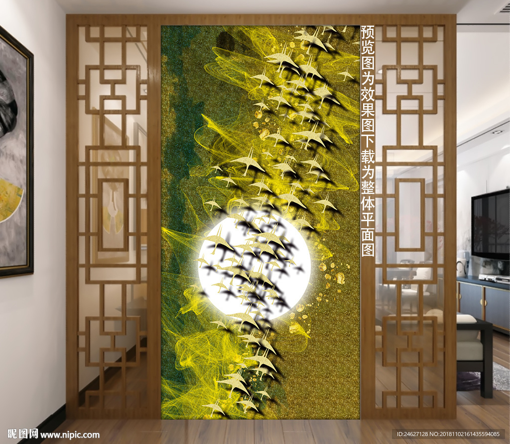 金色飞鸟装饰画