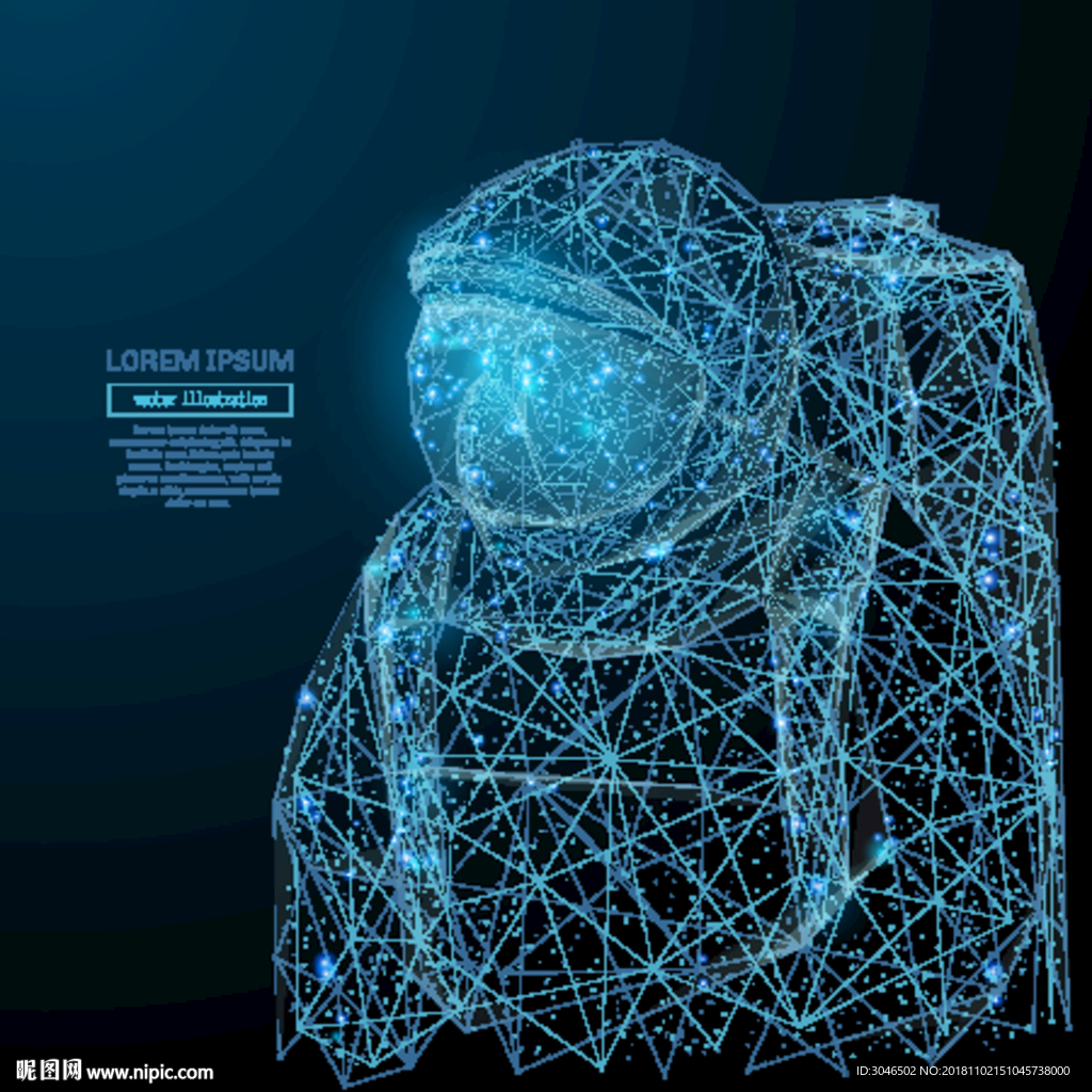 矢量宇航员粒子科技线条轮廓