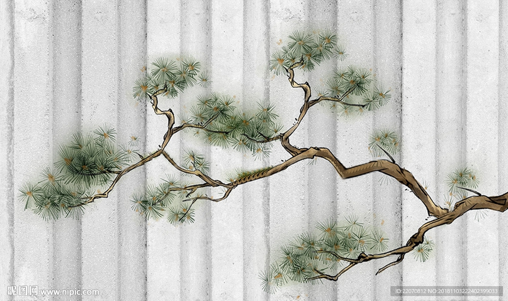现代简约松树背景墙