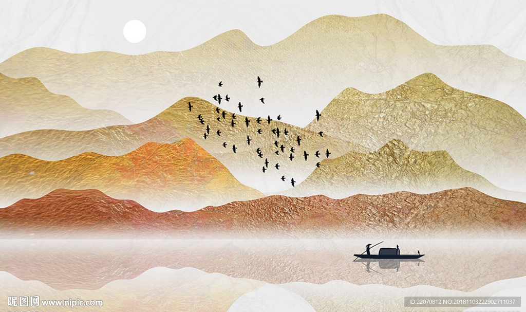 温馨意境山水背景墙