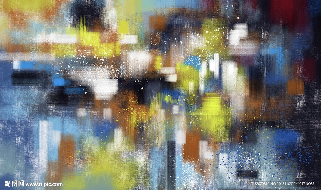 欧式手绘抽象油画背景墙