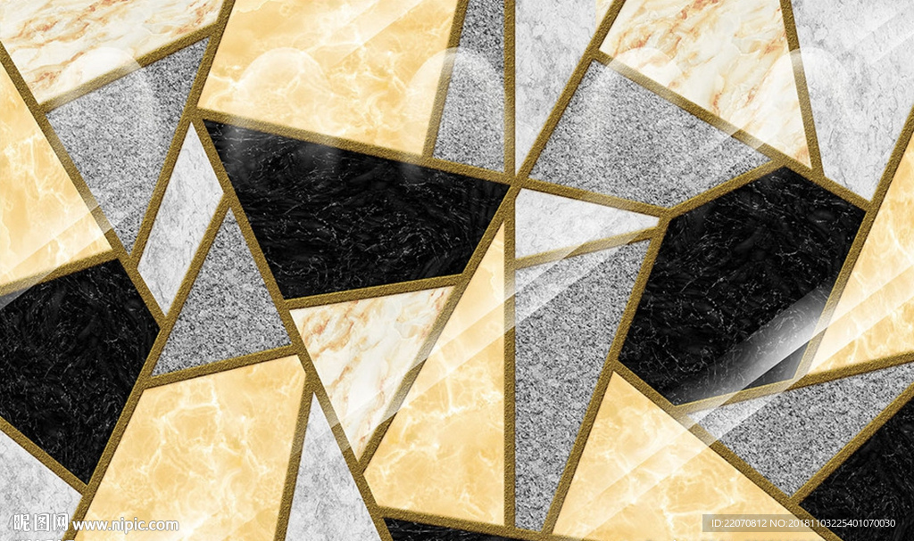 几何多边形大理石拼接背景墙