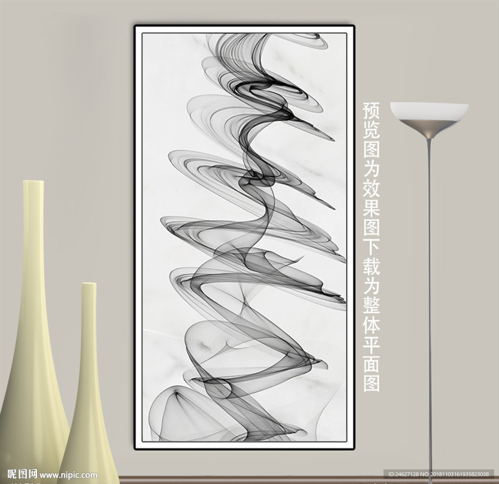 抽象线条玄关画