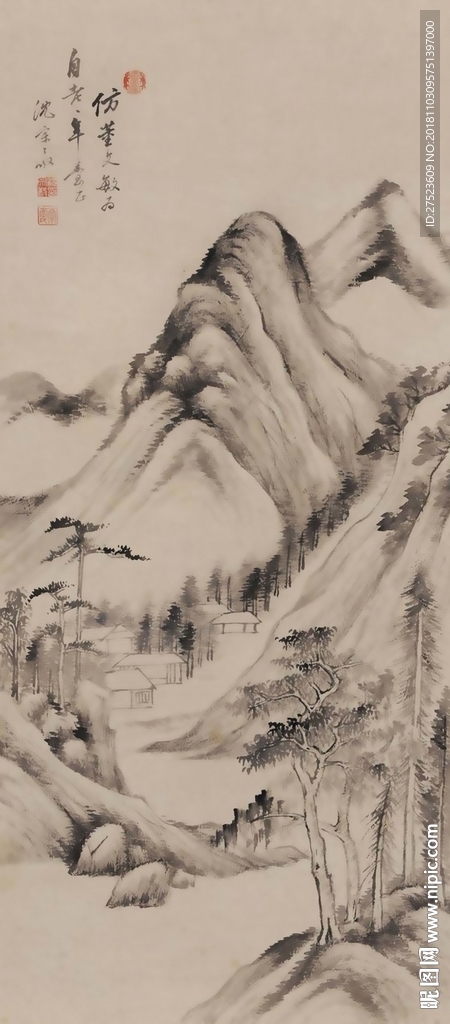 中式古典水墨山水