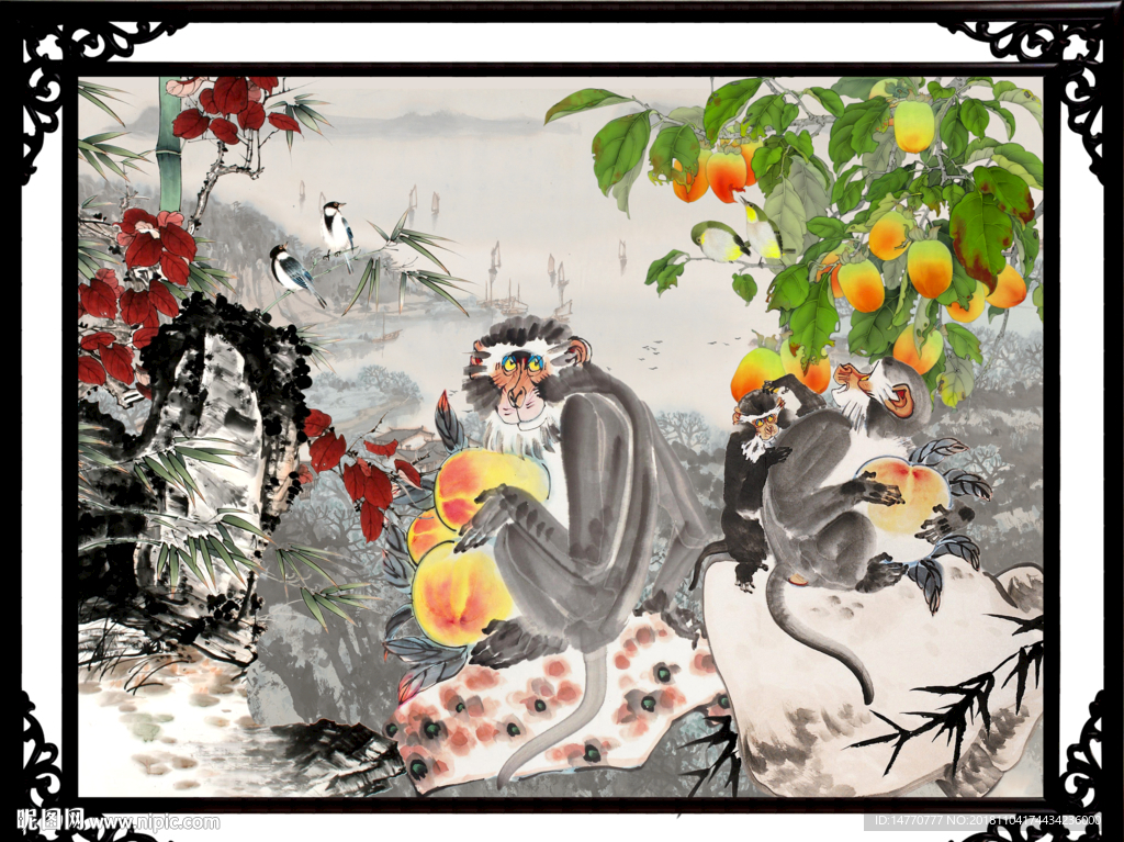 金猴迎春 水墨猴子