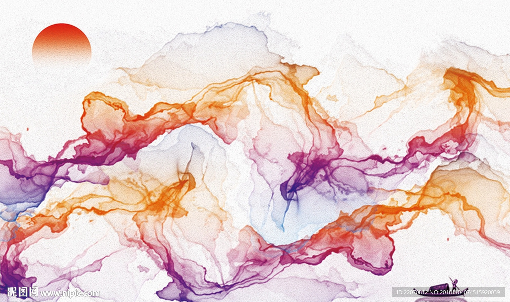 抽象炫彩山水背景墙