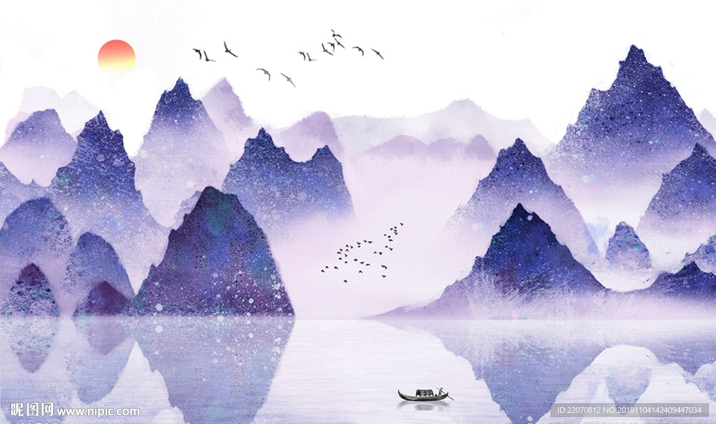 中国风水墨意境山水背景墙