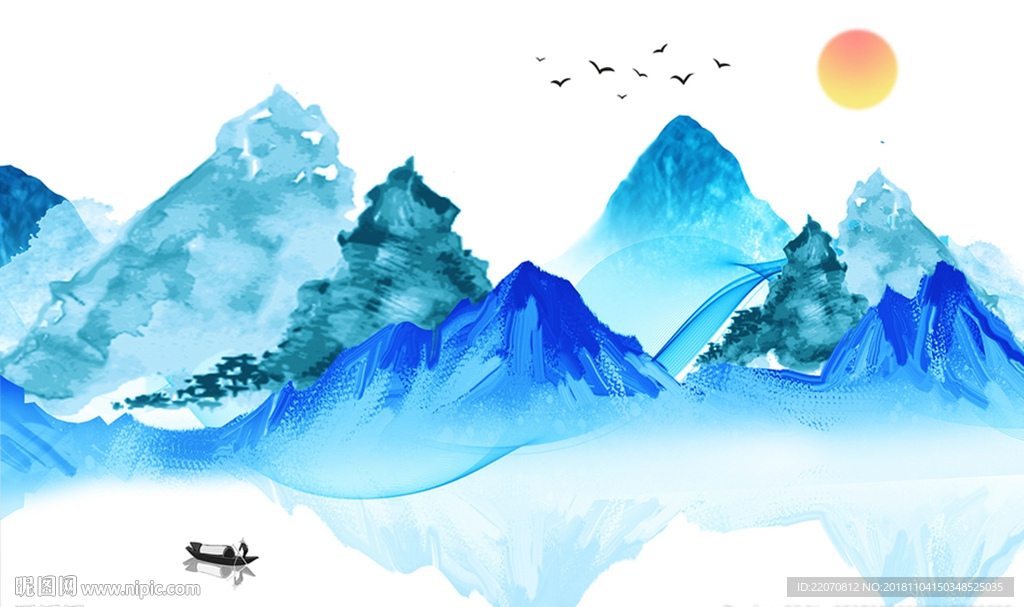 新中式山水背景墙