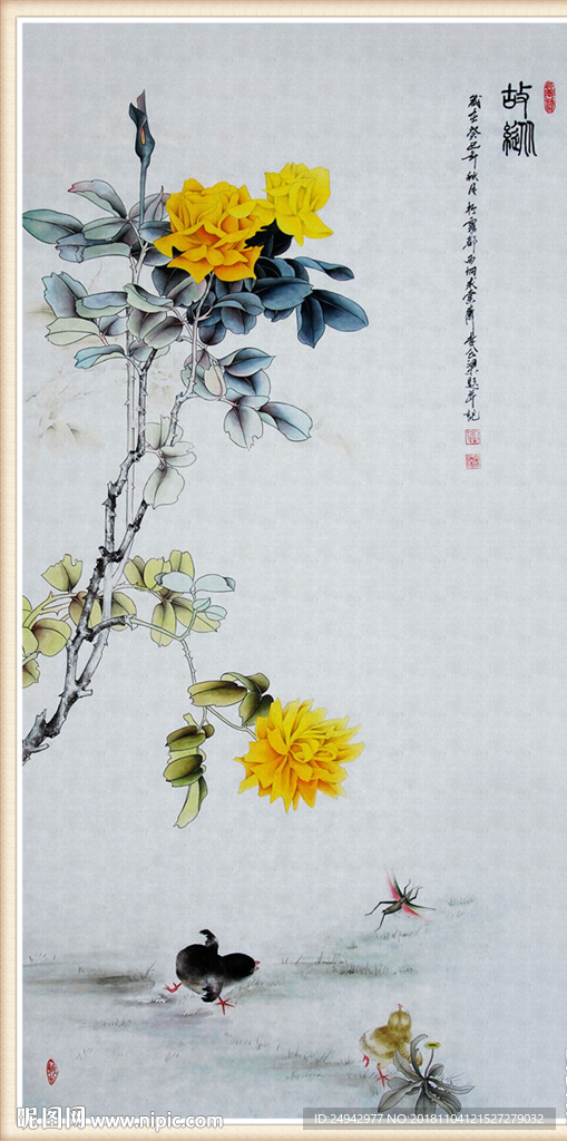 工笔画背景墙