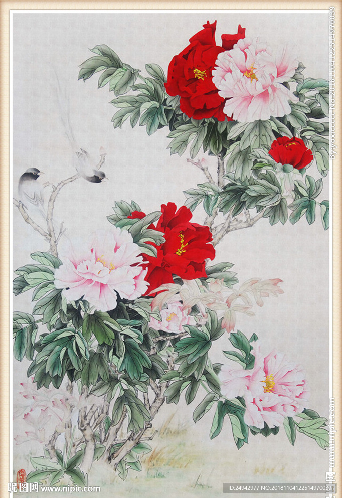 工笔画背景墙