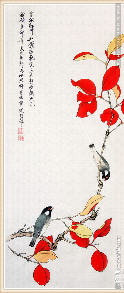 工笔画背景墙