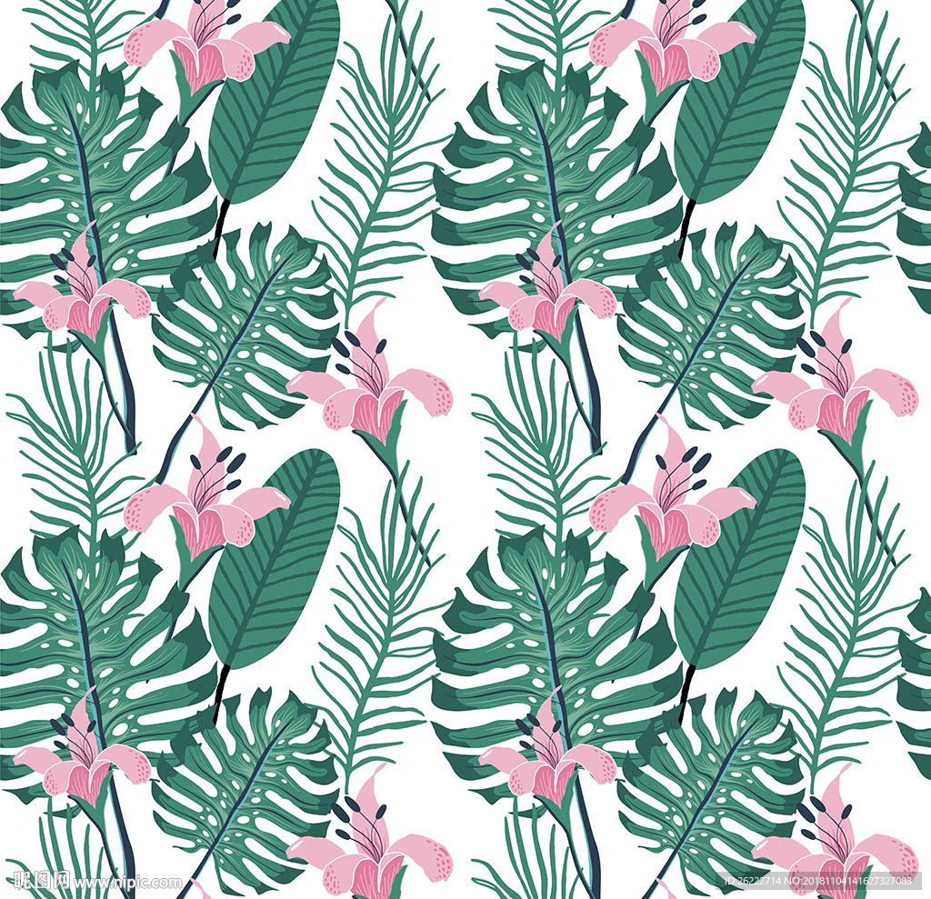 植物鲜花无缝印花图案