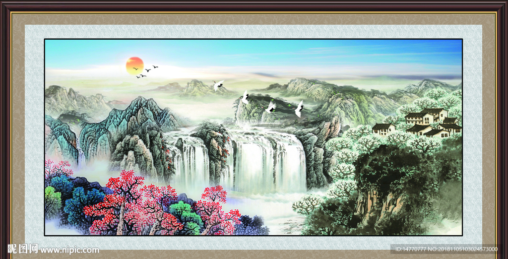 瀑布国画 国画瀑布