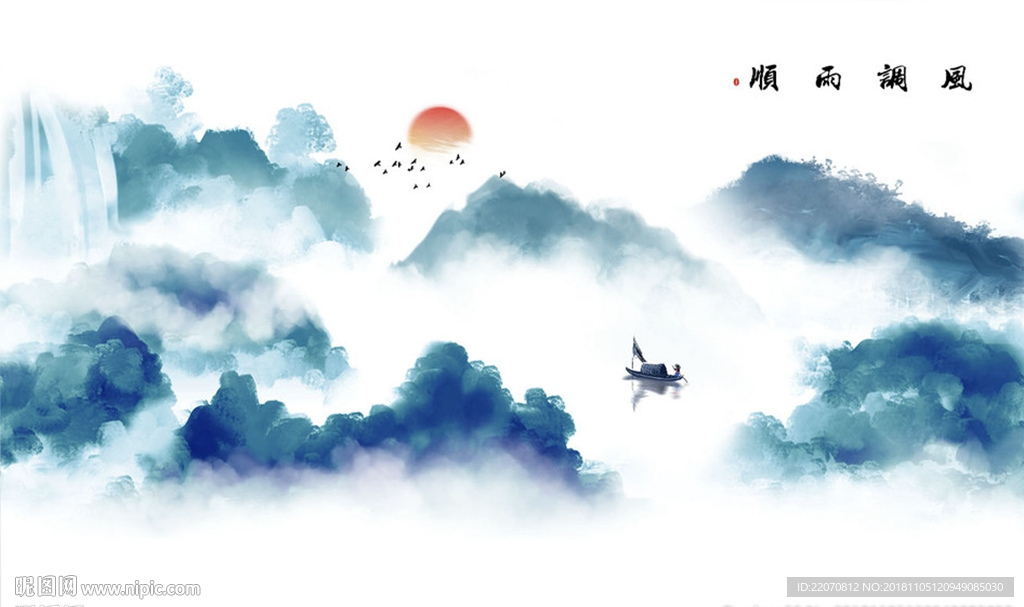 抽象山水壁画背景墙