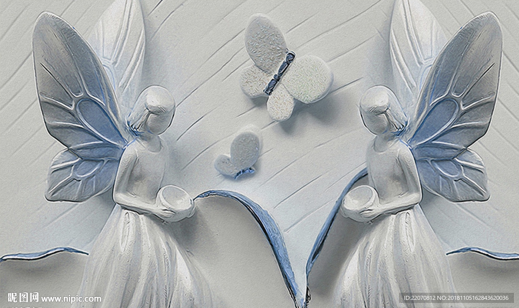 立体浮雕蝴蝶美女背景墙