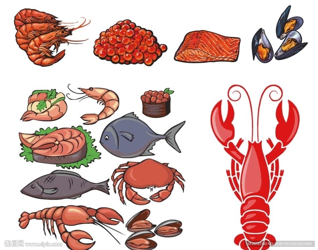 矢量海鲜美食系列