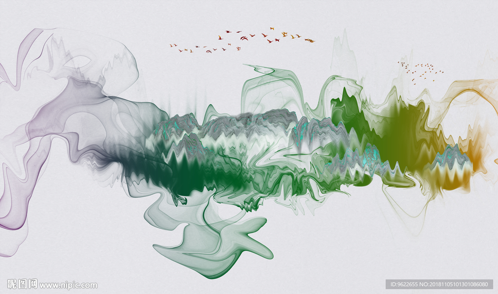 新中式水墨烟雾背景墙