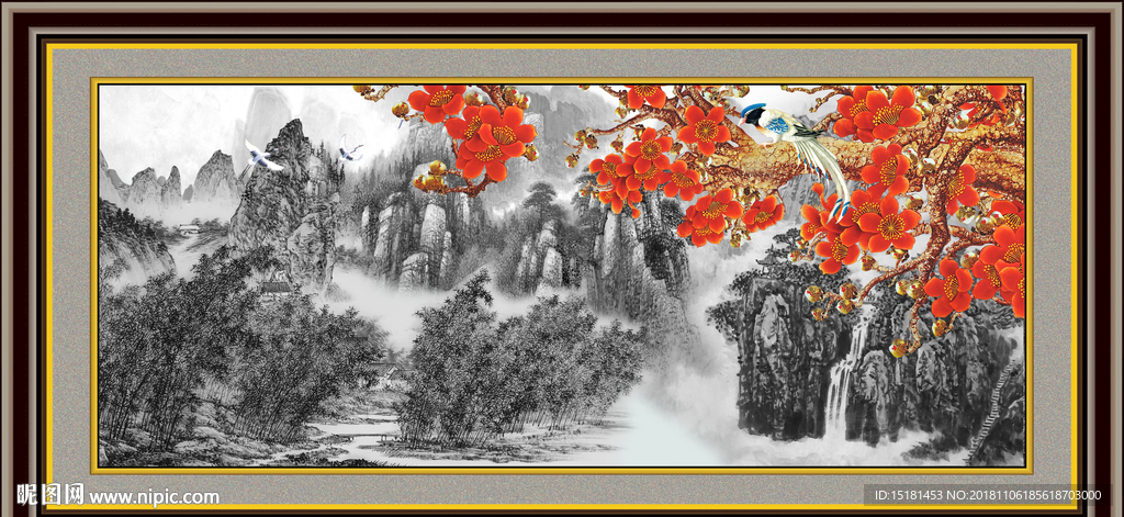江山如此多娇 国画梅花