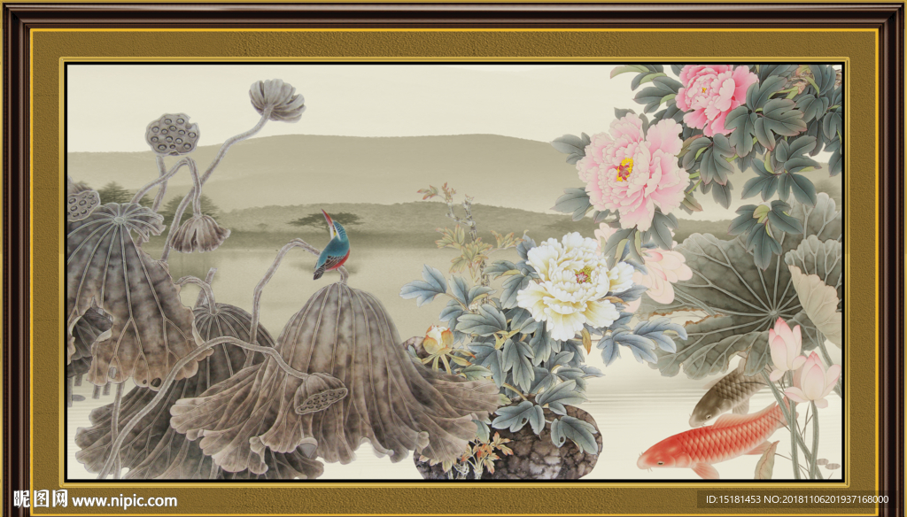 工笔画荷花