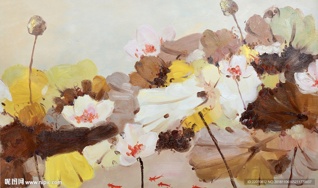 荷花鱼趣背景墙