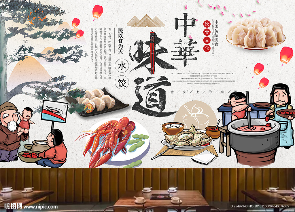中国味道美食餐厅背景墙