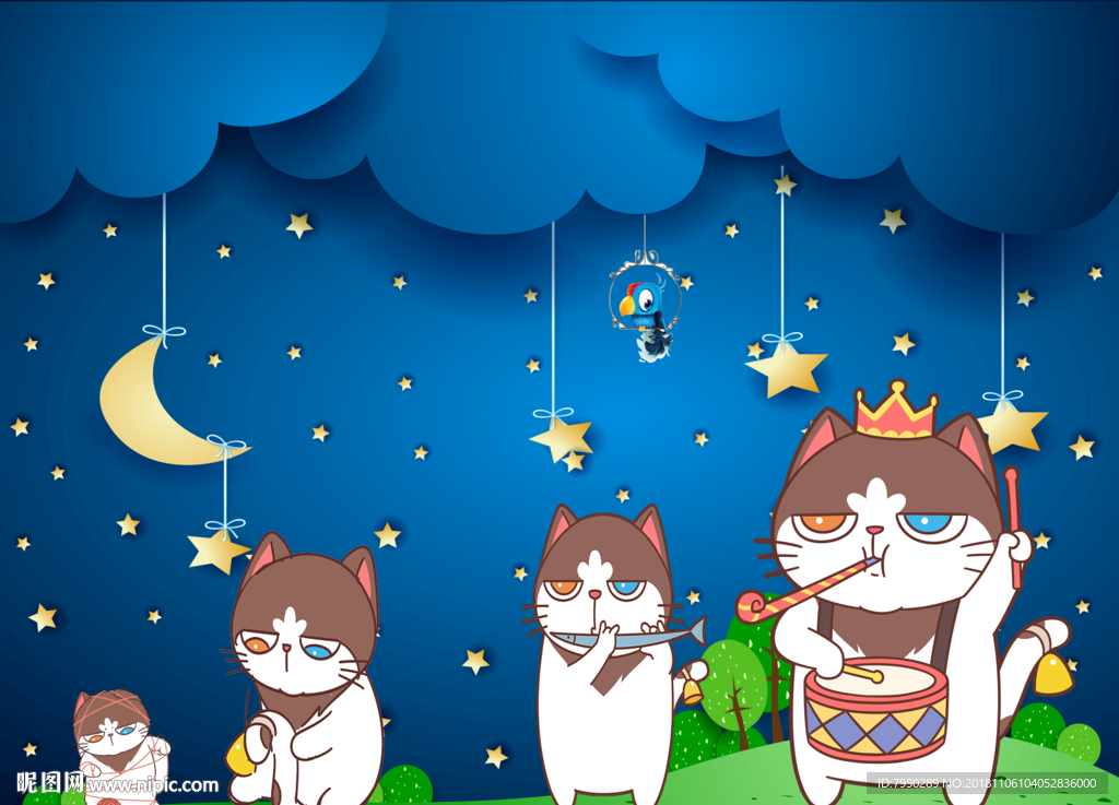 卡通儿童房背景墙