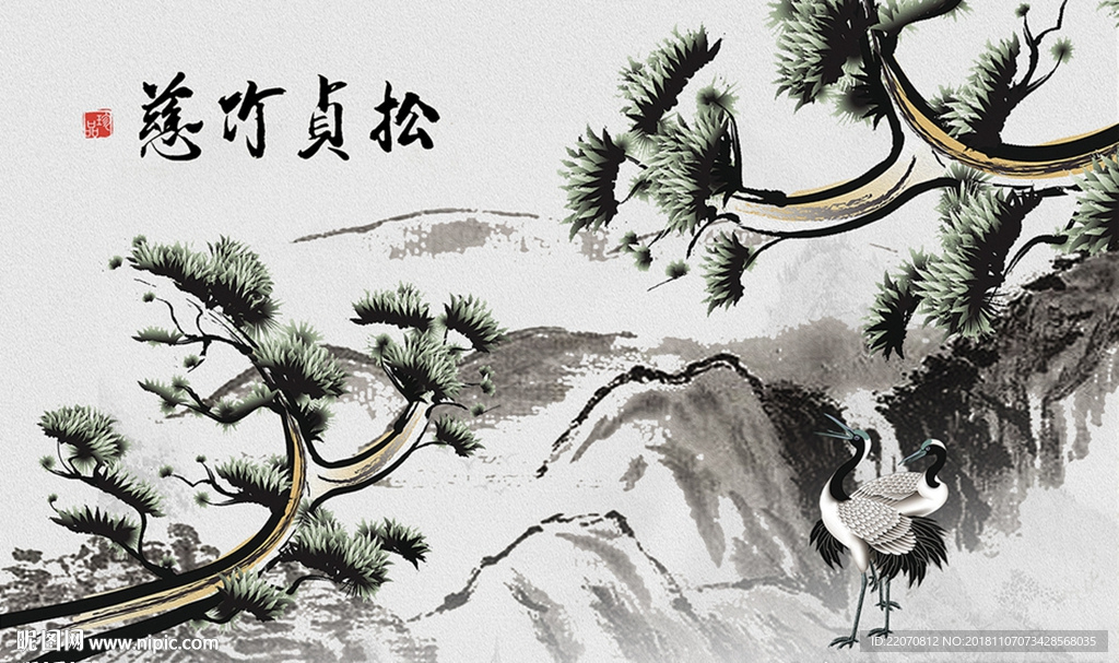 松鹤装饰背景墙