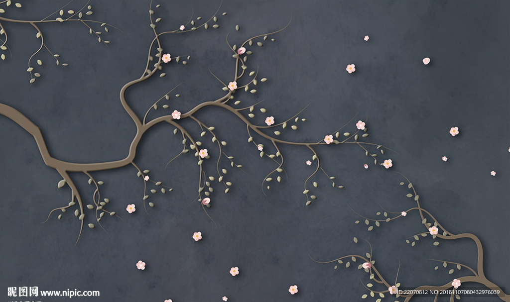 大气背景花枝背景墙