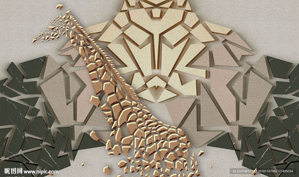 金属小鹿拼接背景墙