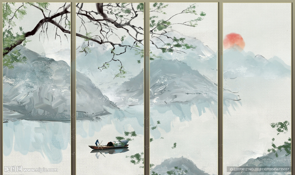 大气装饰画风格山水背景墙
