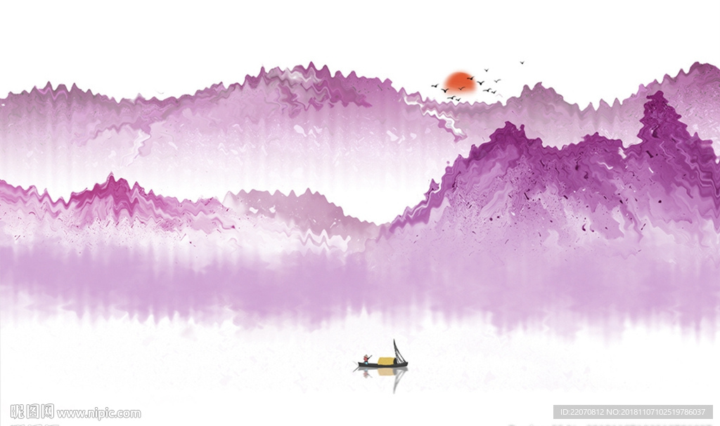 水墨国画抽象山水创意背景墙