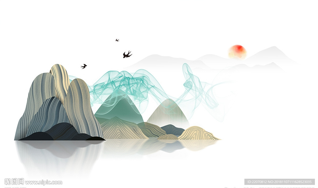 中国风简洁山水背景墙