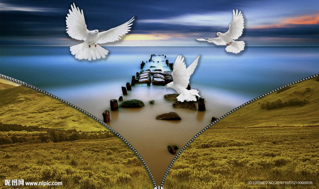 现代创意山水背景墙