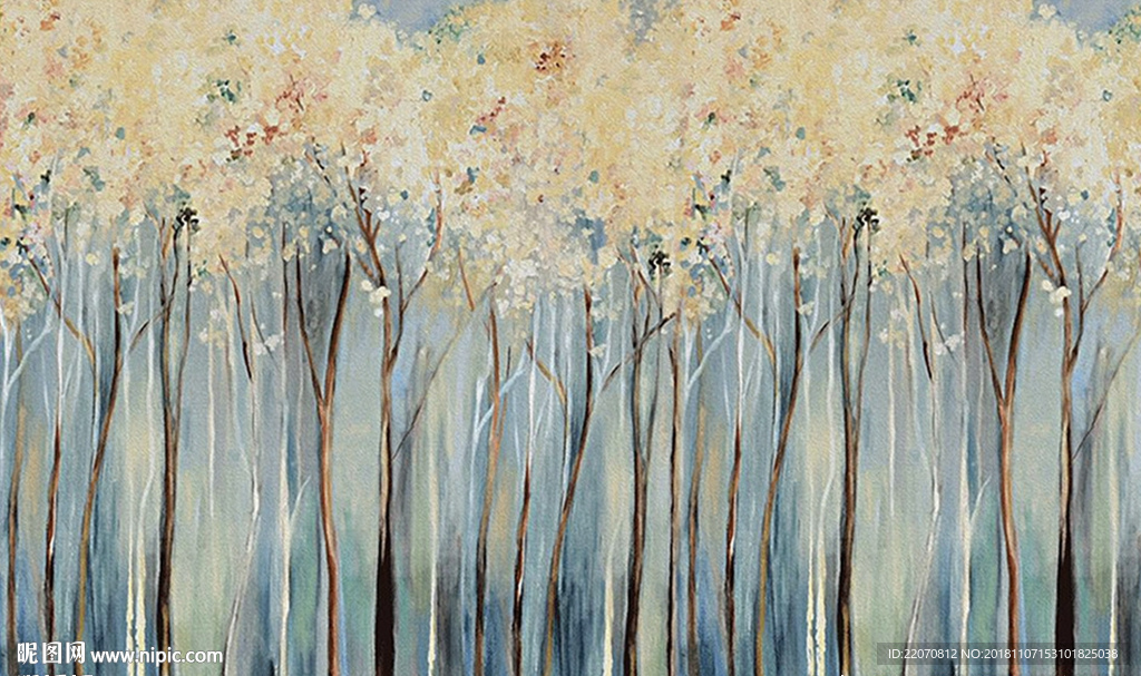 现代简约北欧树林背景墙