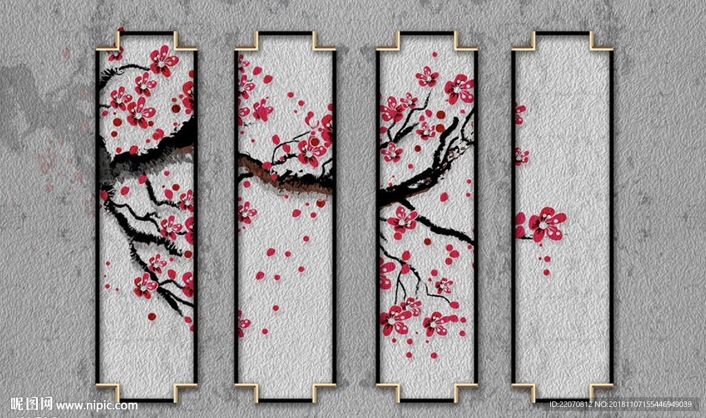 水墨梅花背景墙