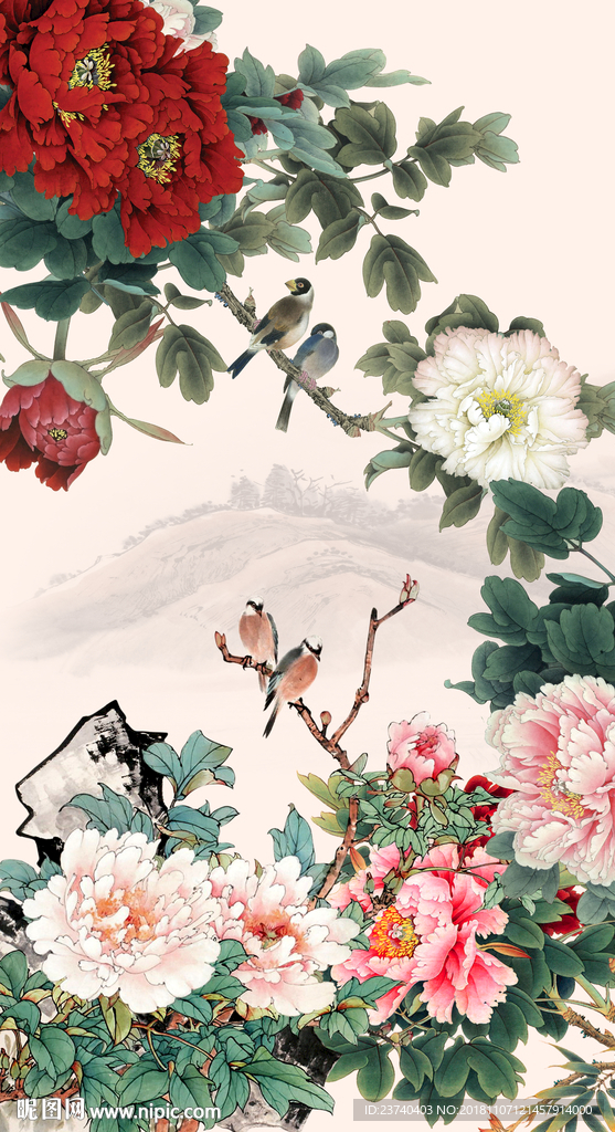 花开富贵玄关