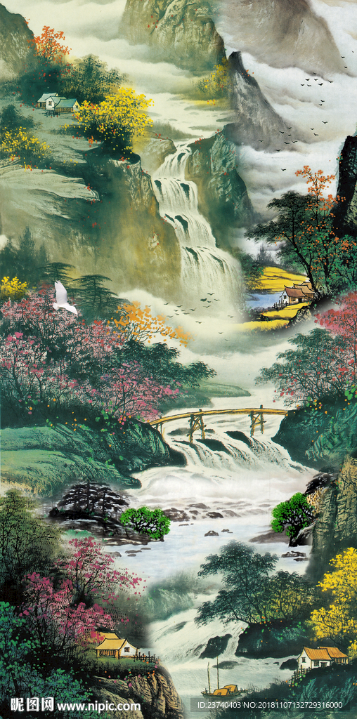 玄关隔断 山水国画