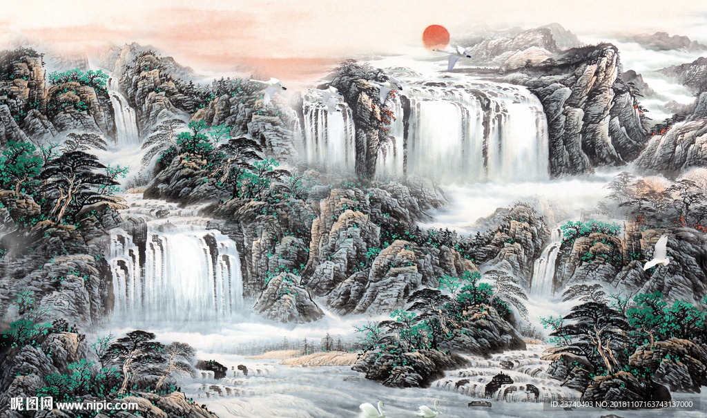 国画山水背景