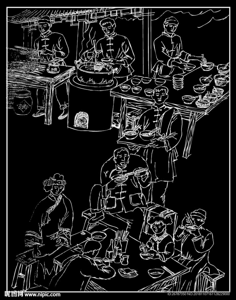 矢量中国民间小吃文化