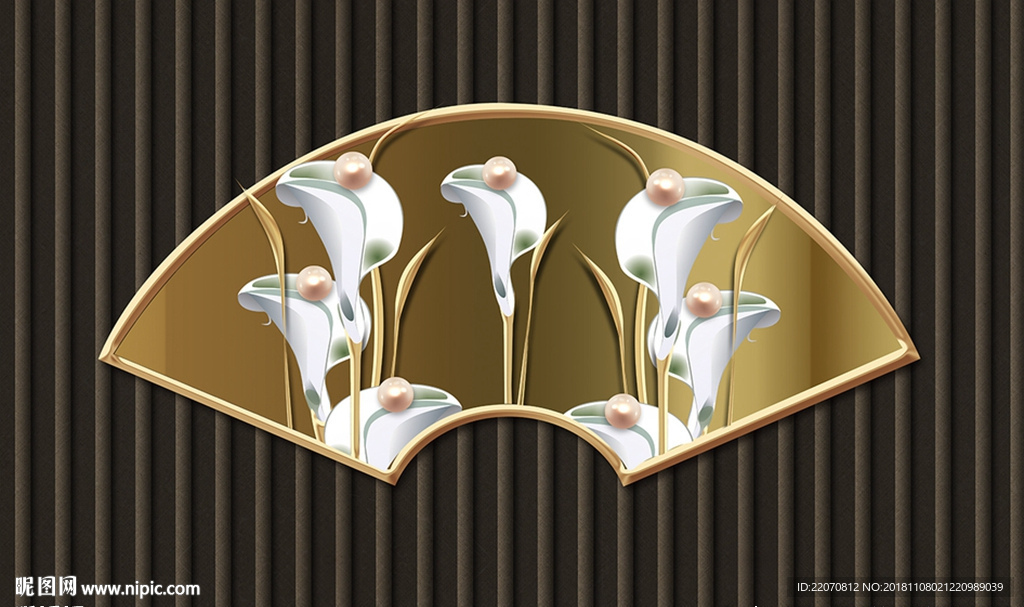 百合金属浮雕铁艺背景墙