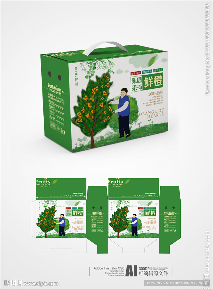 手绘橙子包装(平面图)
